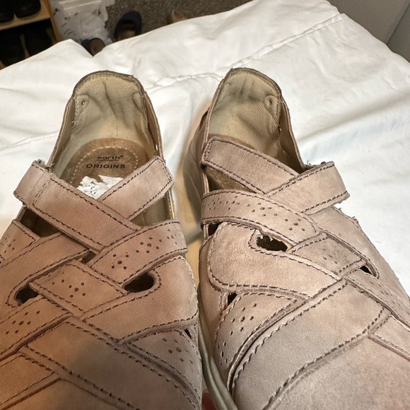 New Earth Origins taupe slip on shoes 9 Velcro strap loafer sandal brown tan W 9 - Picture 12 of 16